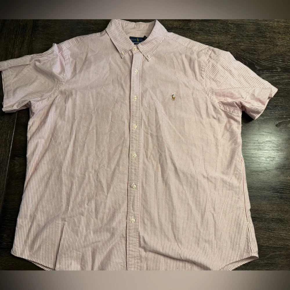 Polo Ralph Lauren Men's Burgundy Striped Short Sleeve Shirt - Picture 2 of 2